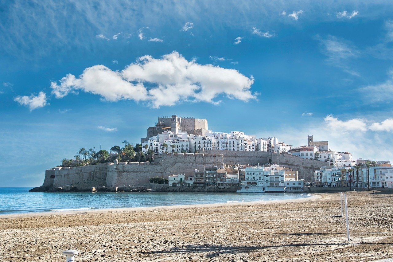 castle, beach, sea, coast, people, clouds, peniscola, spain, holiday, landscape, spain, spain, nature, spain, spain, spain